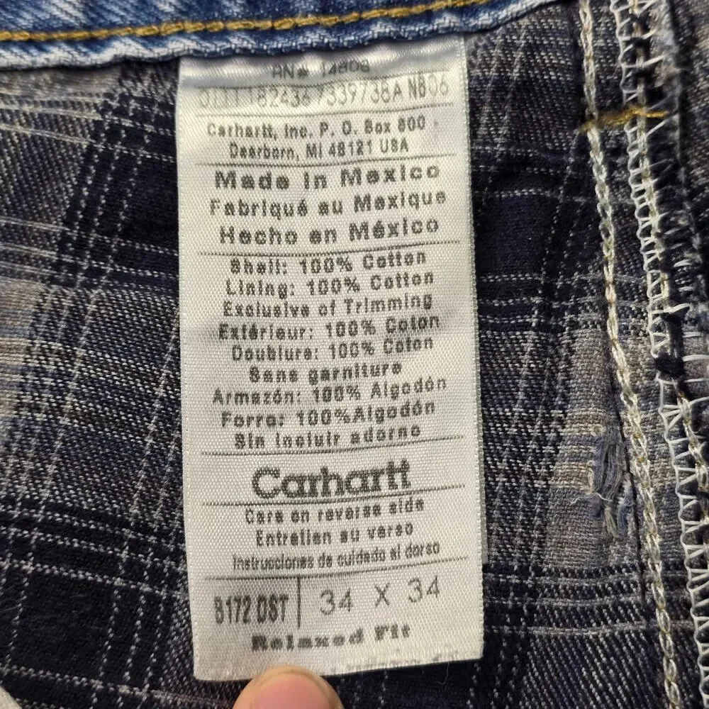 Carhartt Flannel Lined Jeans Mens Size 34 x 34